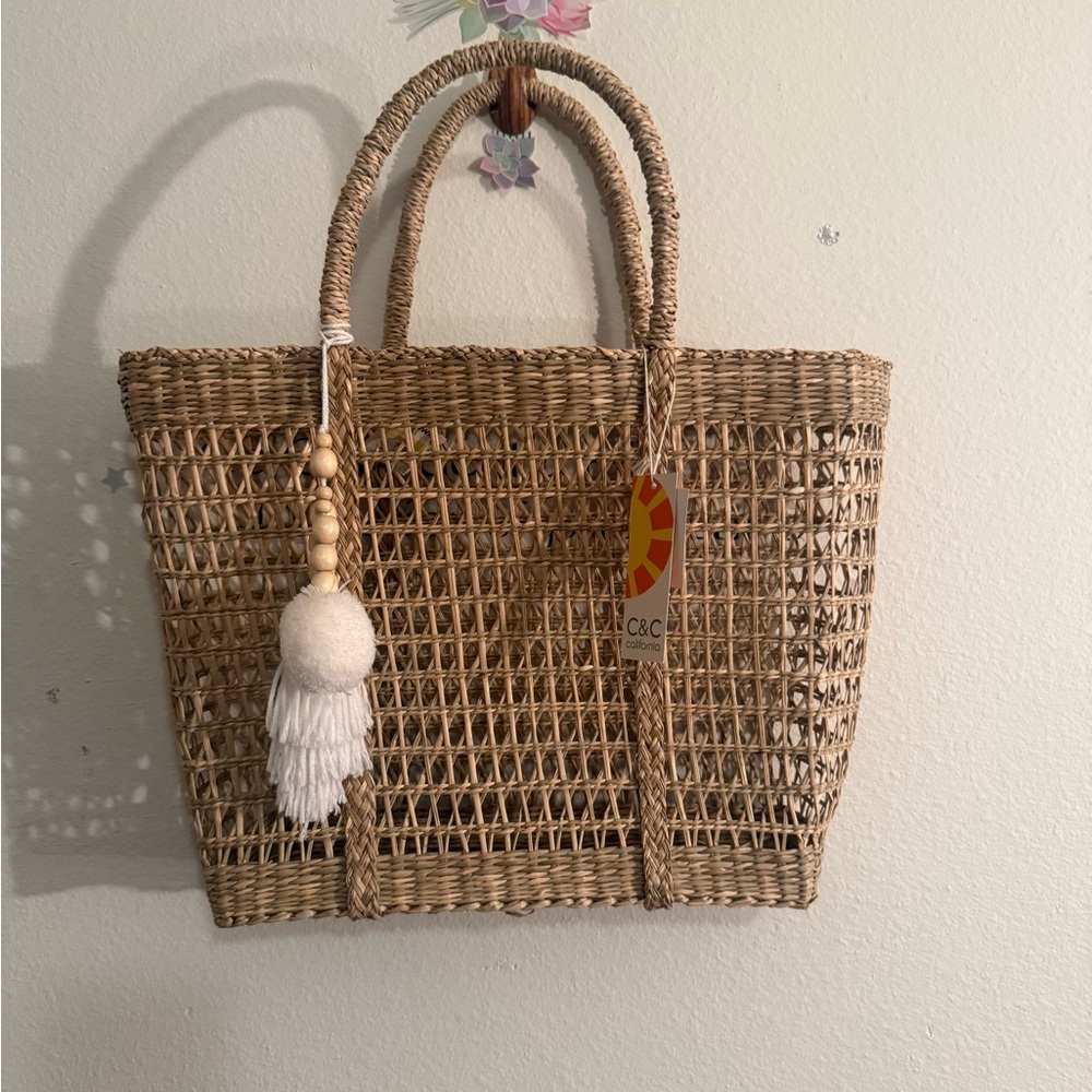 C&C California Golden Jute Tote Bag NWT